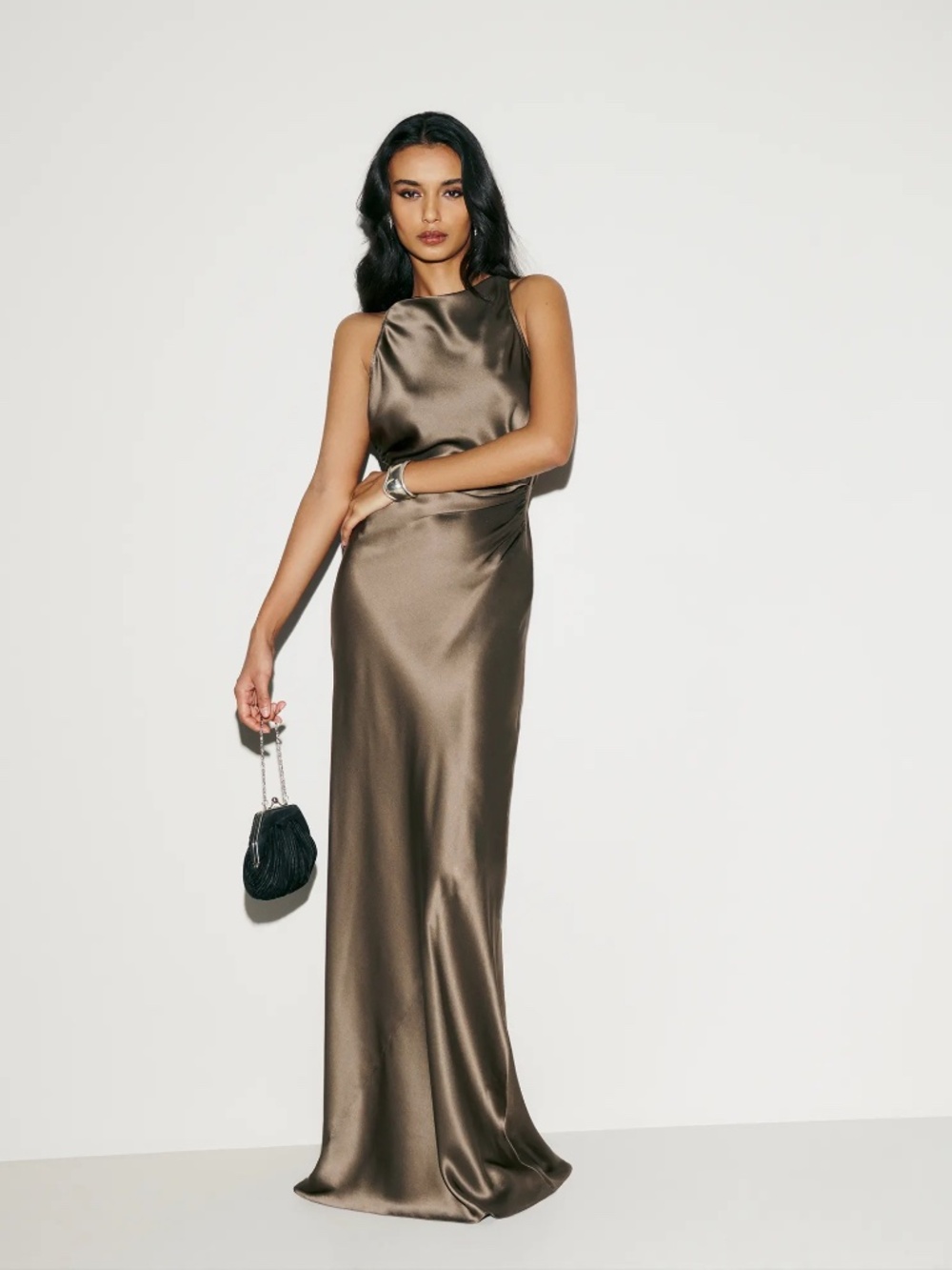 NWT Reformation Anaiis Silk Maxi Dress Morel